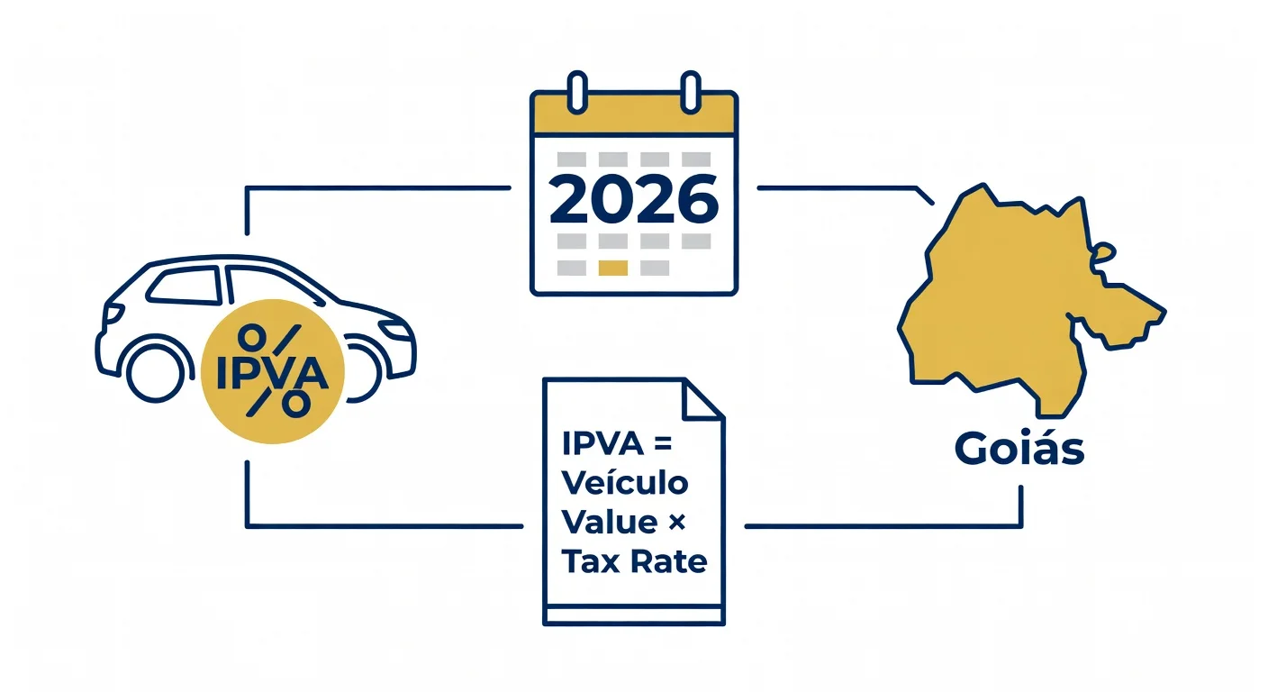 Alíquota IPVA Goiás 2026: porcentagens por tipo de veículo e como calcular