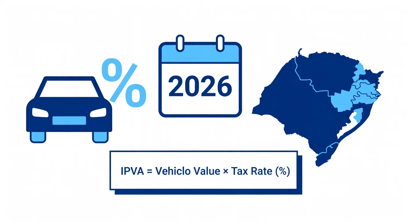 Alíquota IPVA Mato Grosso do Sul 2026: porcentagens por tipo de veículo e como calcular