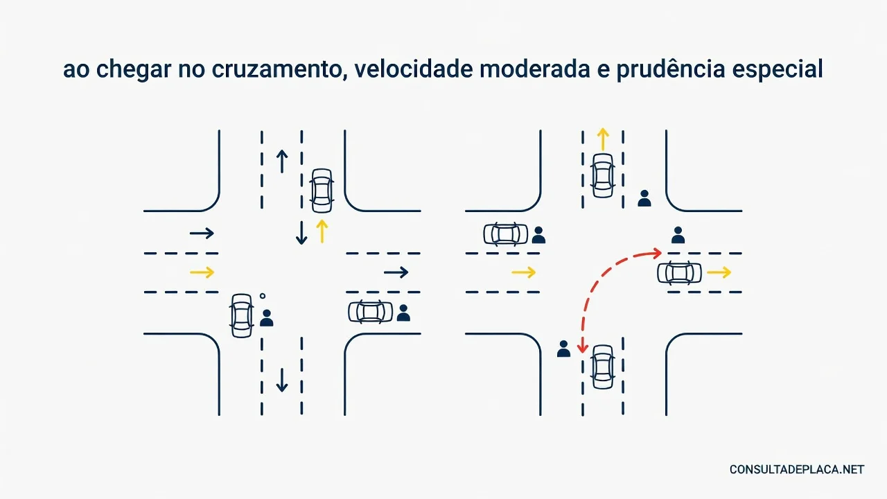 Artigo 44 do CTB: ao chegar no cruzamento, velocidade moderada e prudência especial