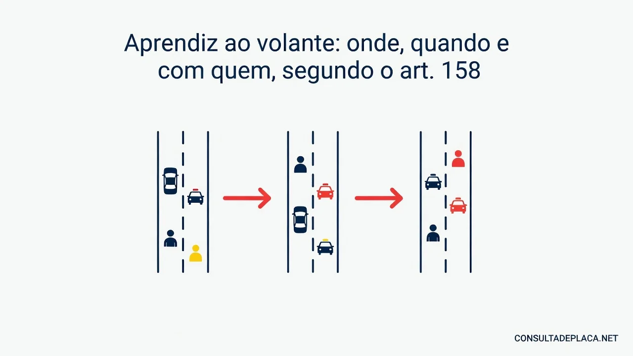 Aprendiz ao volante: onde, quando e com quem, segundo o art. 158 do CTB