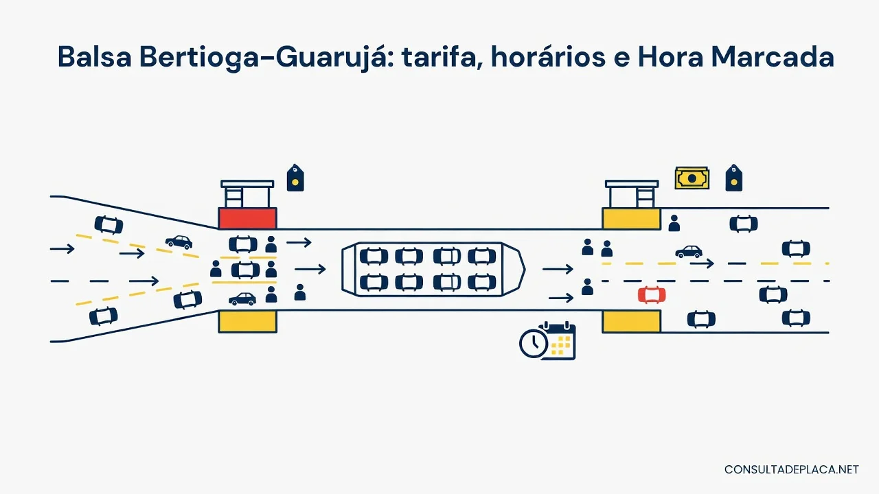 Balsa Bertioga–Guarujá: tarifa, horários e Hora Marcada