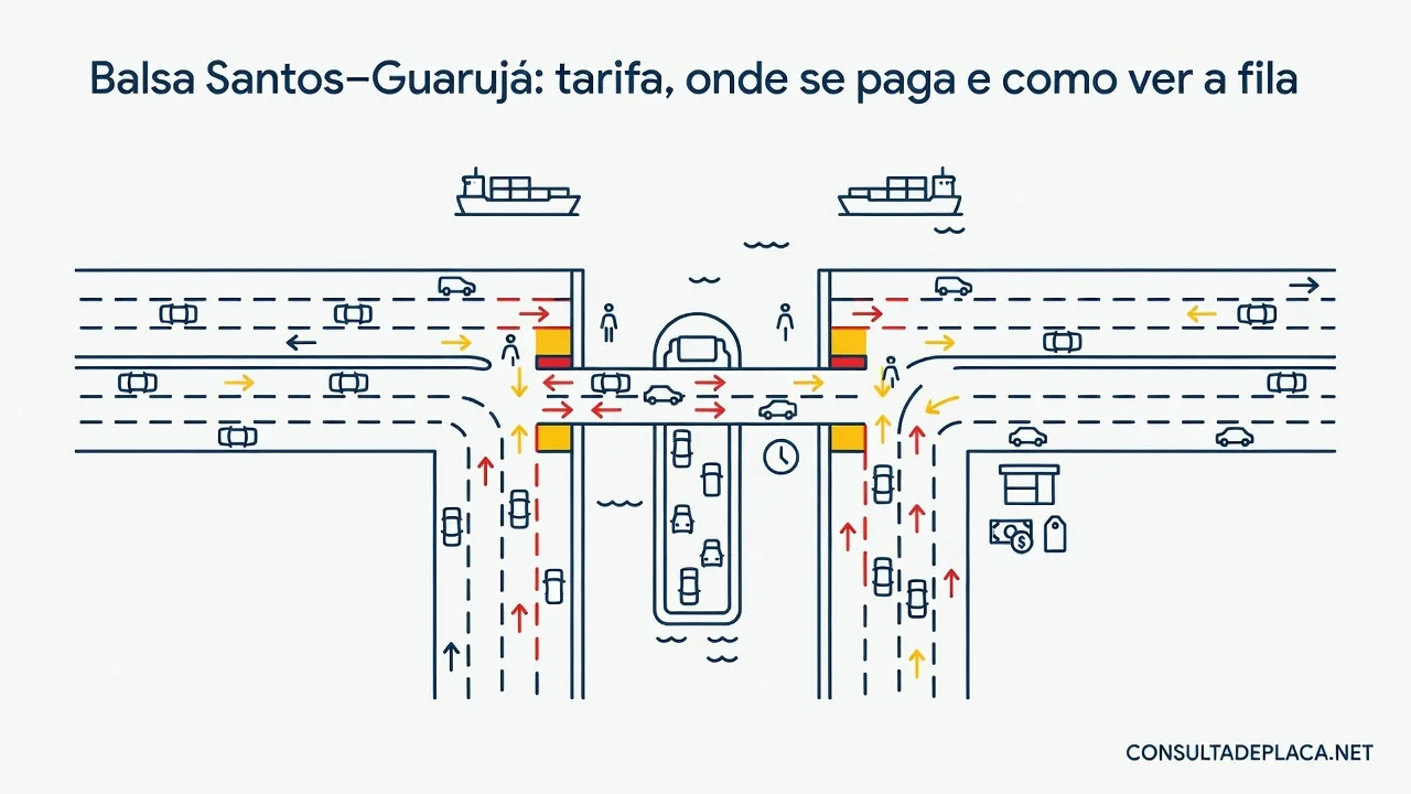 Balsa Santos–Guarujá: tarifa, onde se paga e como ver a fila