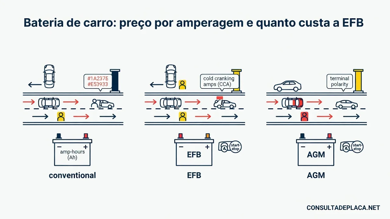Bateria de carro: preço por amperagem e quanto custa a EFB