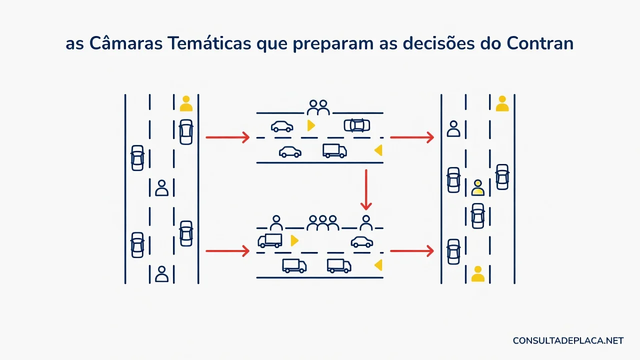 Artigo 13 do CTB: as Câmaras Temáticas que preparam as decisões do Contran