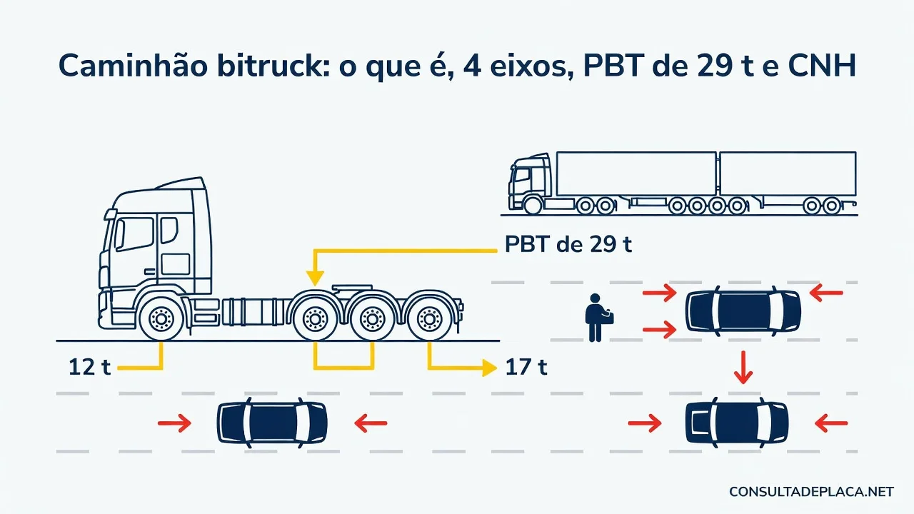 Caminhão bitruck: o que é, 4 eixos, PBT de 29 t e CNH
