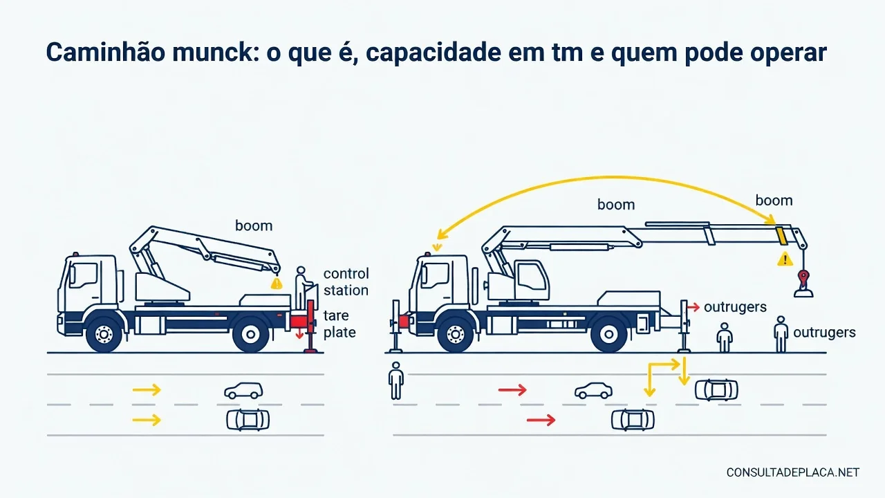 Caminhão munck: o que é, capacidade em tm e quem pode operar