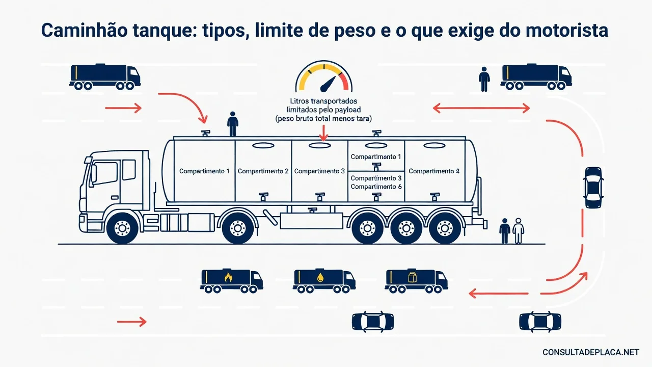 Caminhão tanque: tipos, limite de peso e o que exige do motorista