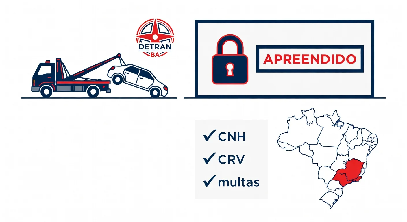 Carro apreendido DETRAN Bahia 2026: como retirar, taxas e prazo
