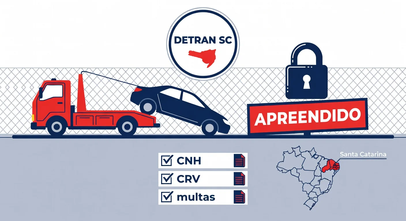 Carro apreendido DETRAN Santa Catarina 2026: como retirar, taxas e prazo