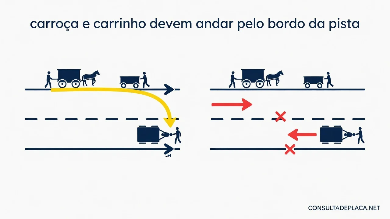 Artigo 247 do CTB: carroça e carrinho devem andar pelo bordo da pista
