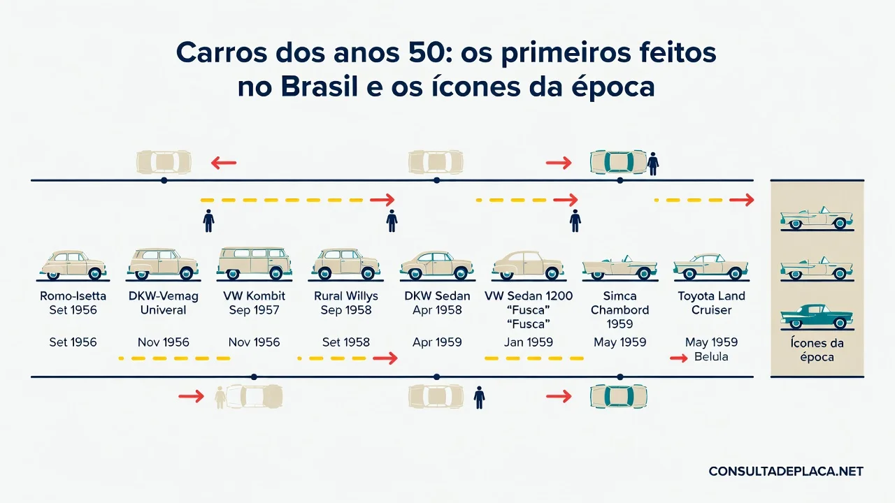 Carros dos anos 50: os primeiros feitos no Brasil e os ícones da época