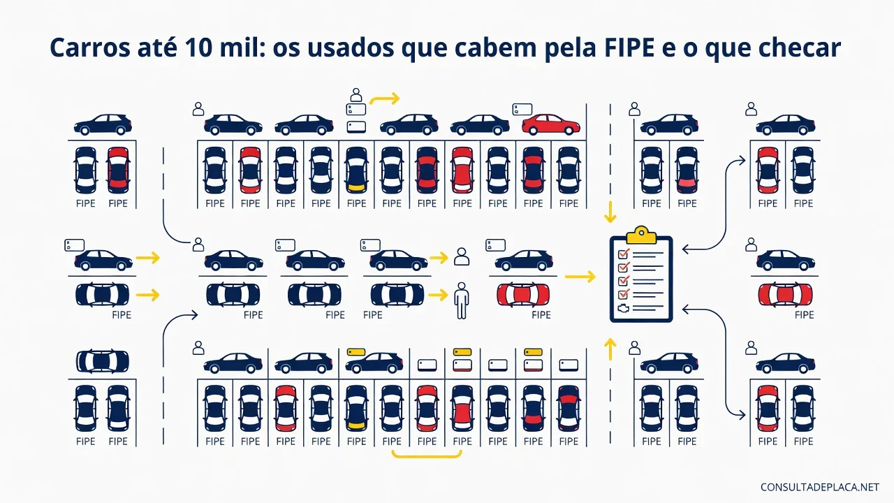 Carros até 10 mil: os usados que cabem pela FIPE e o que checar