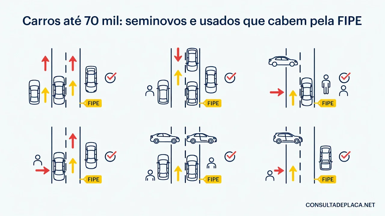 Carros até 70 mil: seminovos e usados que cabem pela FIPE