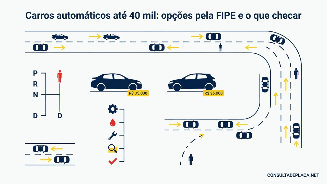 Carros automáticos até 40 mil: opções pela FIPE e o que checar