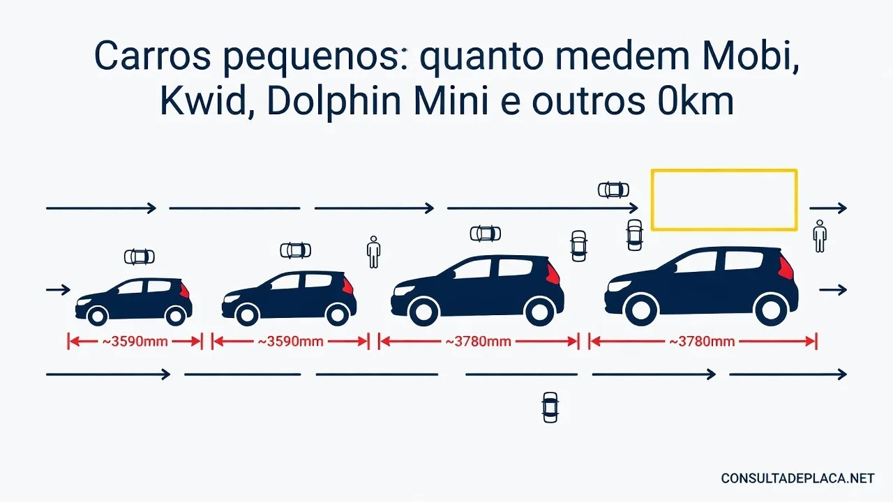 Carros pequenos: quanto medem Mobi, Kwid, Dolphin Mini e outros 0km