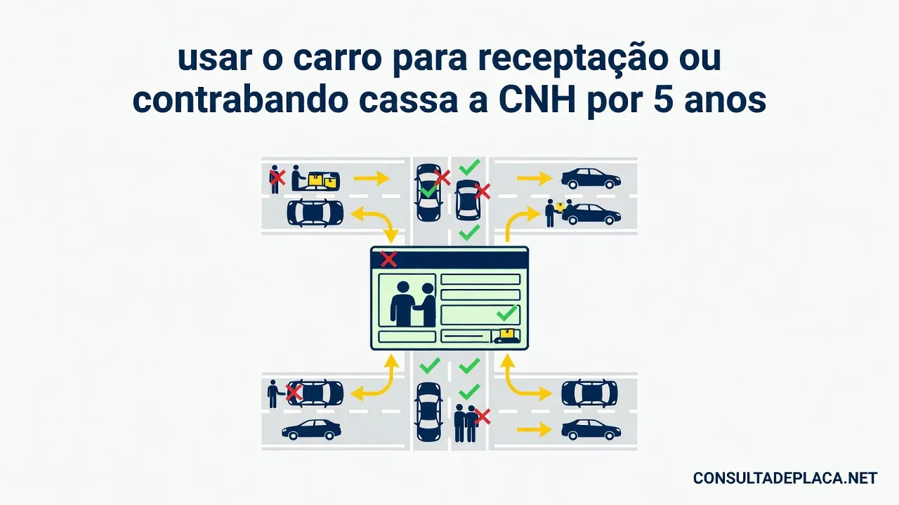 Artigo 278-A do CTB: usar o carro para receptação ou contrabando cassa a CNH por 5 anos