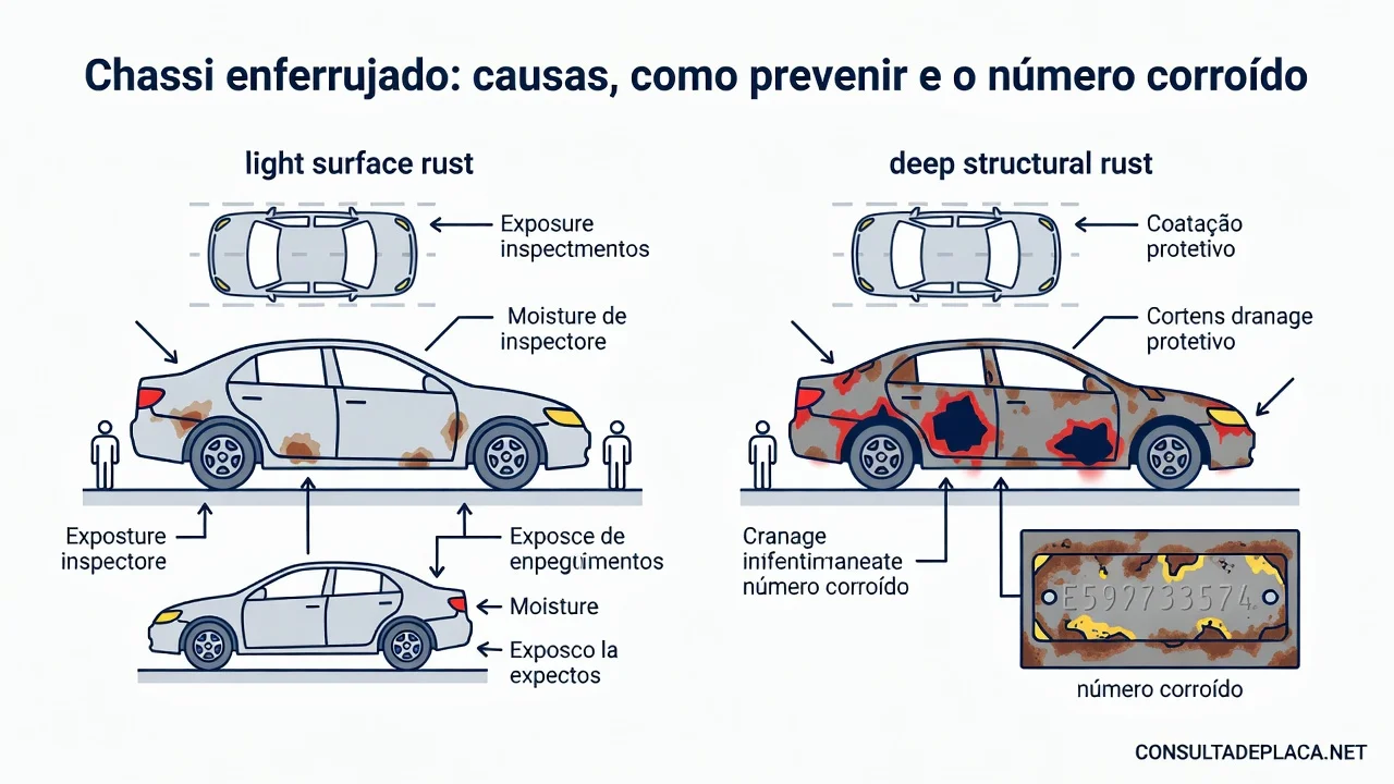 Chassi enferrujado: causas, como prevenir e o número corroído