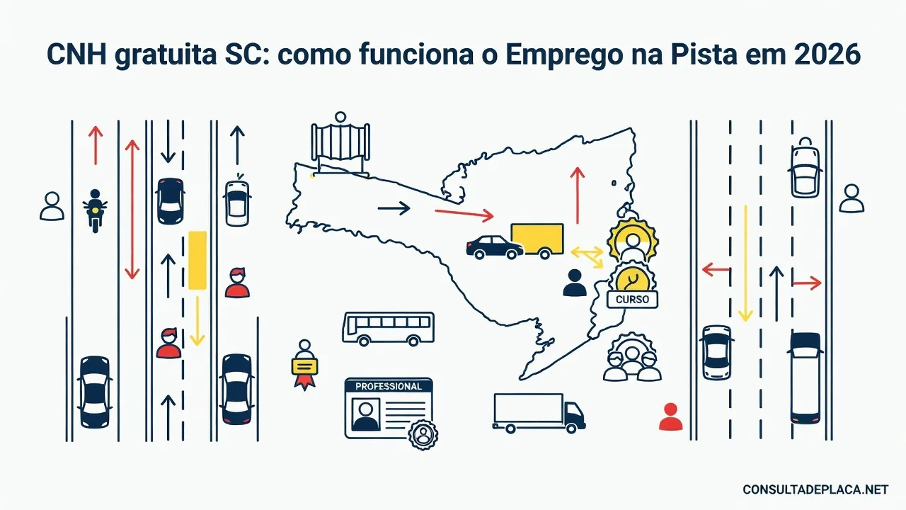CNH gratuita SC: como funciona o Emprego na Pista em 2026