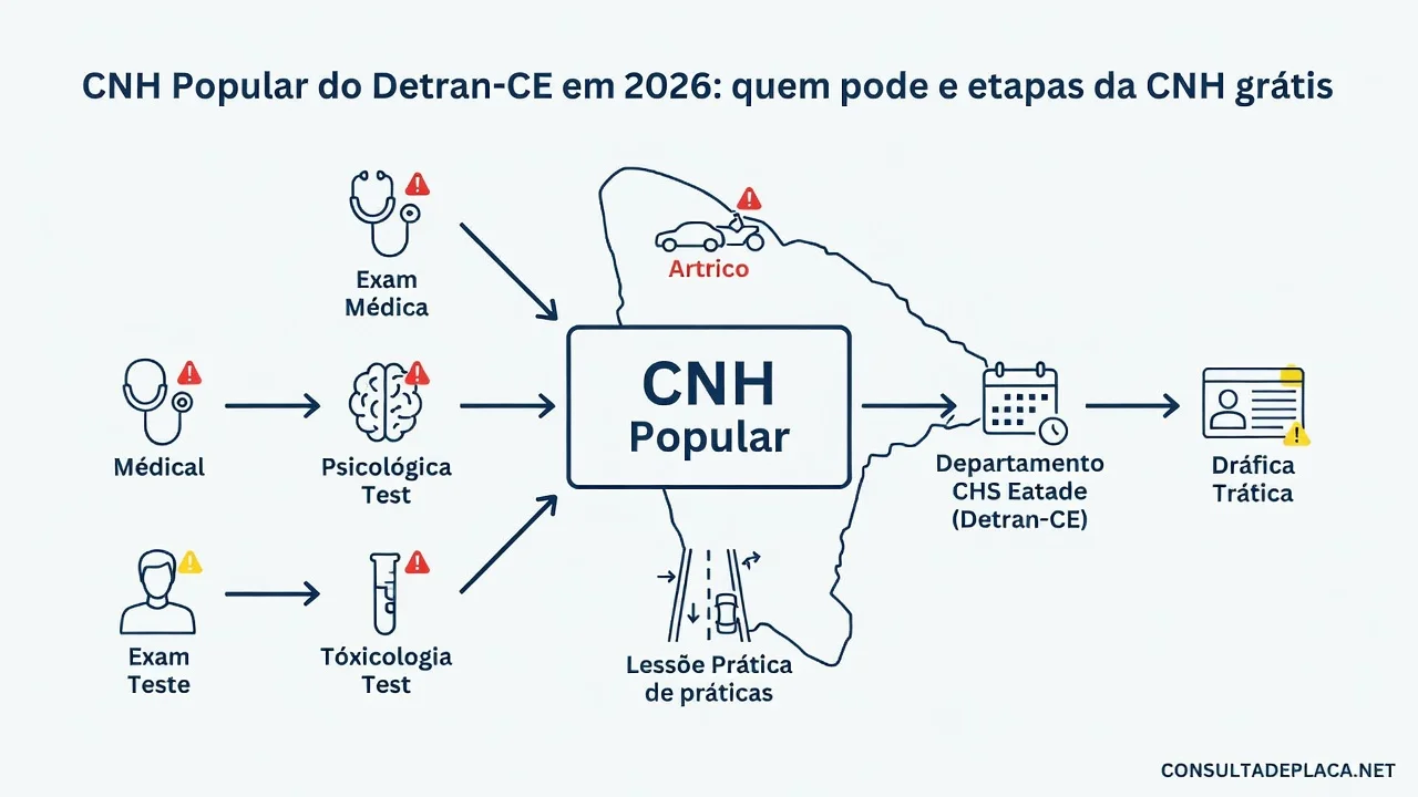 CNH Popular do Detran-CE em 2026: quem pode e etapas da CNH grátis