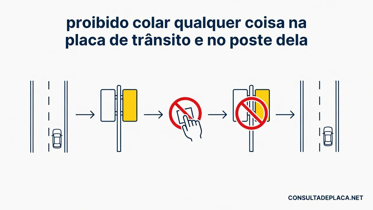 Artigo 82 do CTB: proibido colar qualquer coisa na placa de trânsito e no poste dela