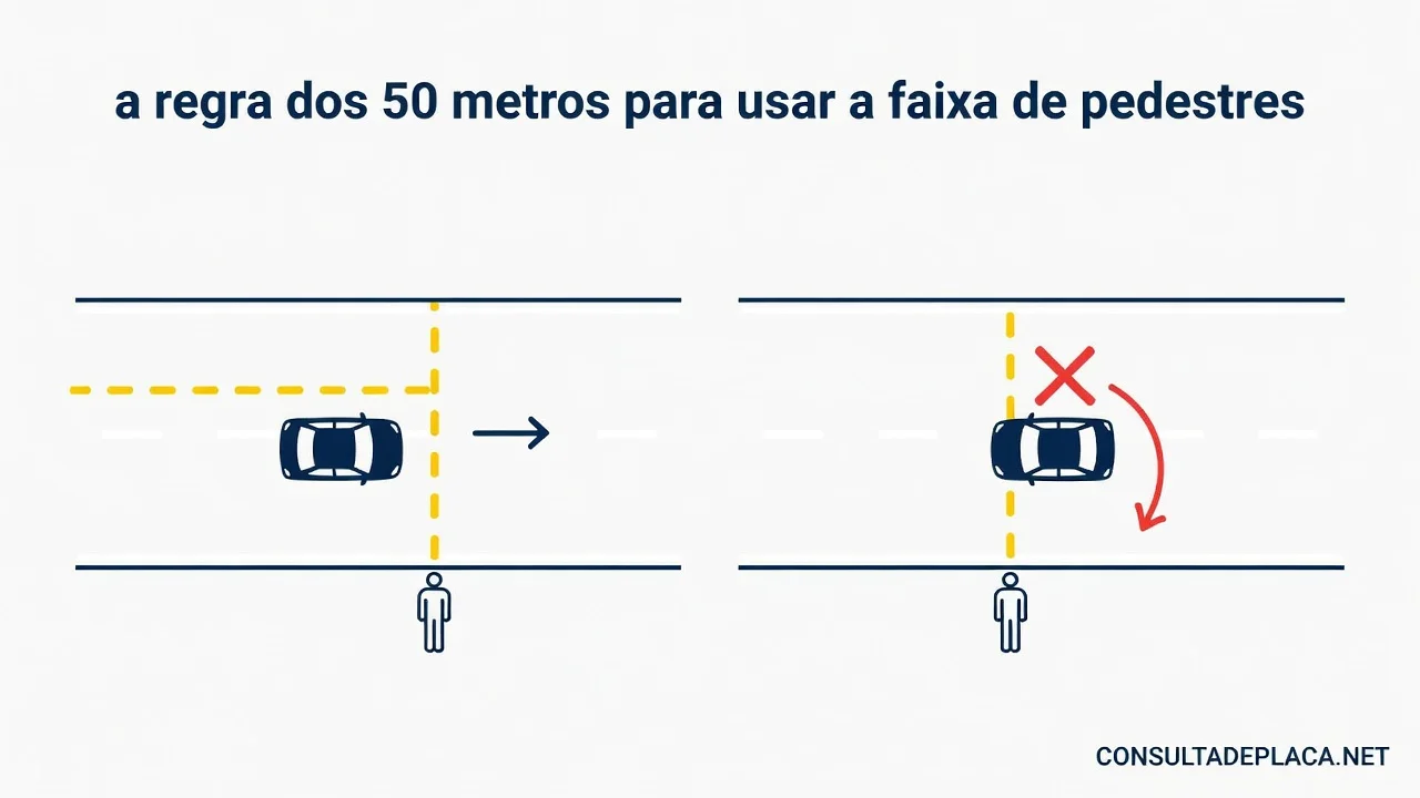 Artigo 69 do CTB: a regra dos 50 metros para usar a faixa de pedestres