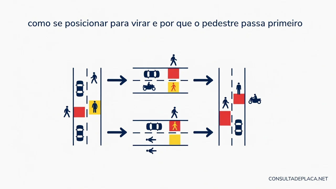 Artigo 38 do CTB: como se posicionar para virar e por que o pedestre passa primeiro