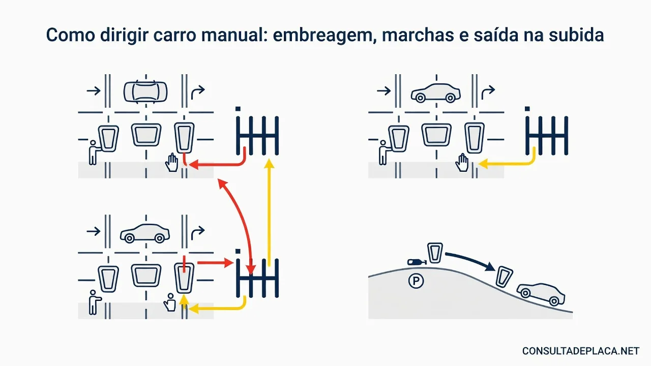 Como dirigir carro manual: embreagem, marchas e saída na subida