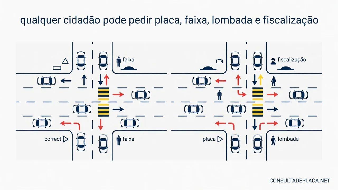 Artigo 72 do CTB: qualquer cidadão pode pedir placa, faixa, lombada e fiscalização