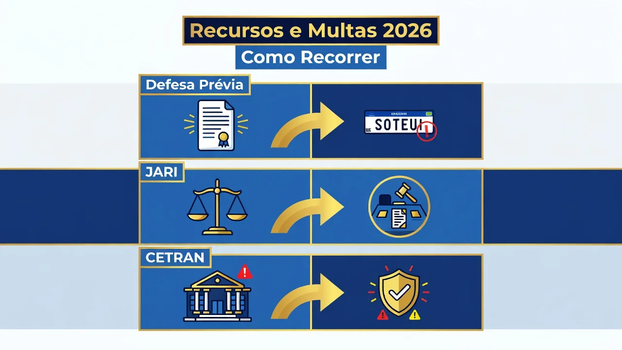 Recursos e Multas 2026: Como Recorrer (Defesa Prévia, JARI e CETRAN)