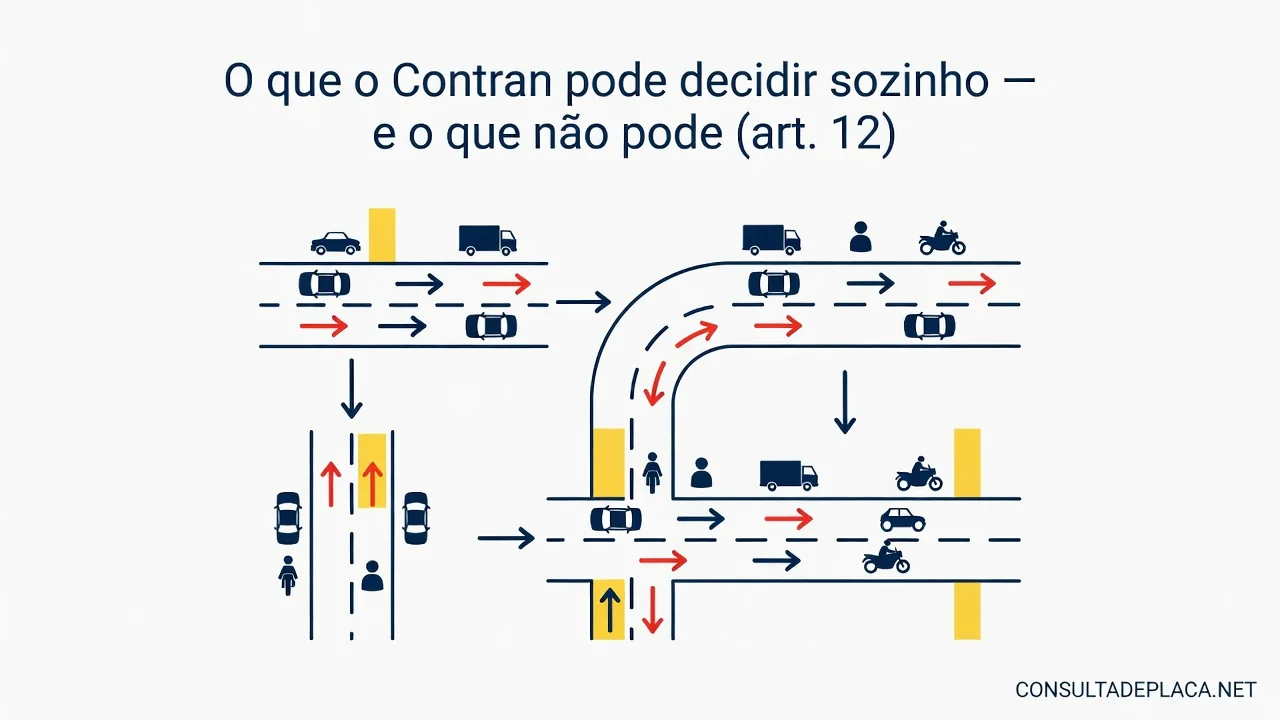 O que o Contran pode decidir sozinho — e o que não pode (art. 12 do CTB)