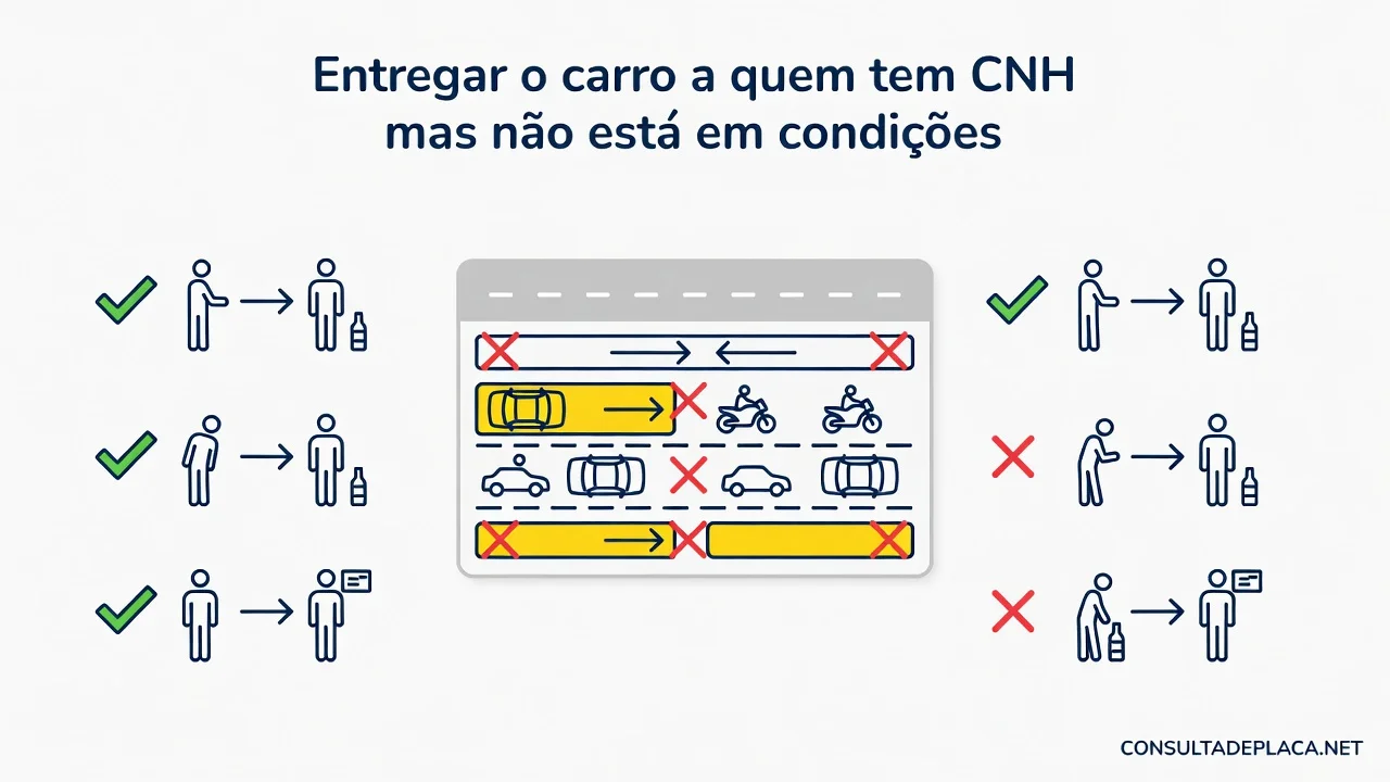 Entregar o carro a quem tem CNH mas nao esta em condicoes: artigo 166 do CTB
