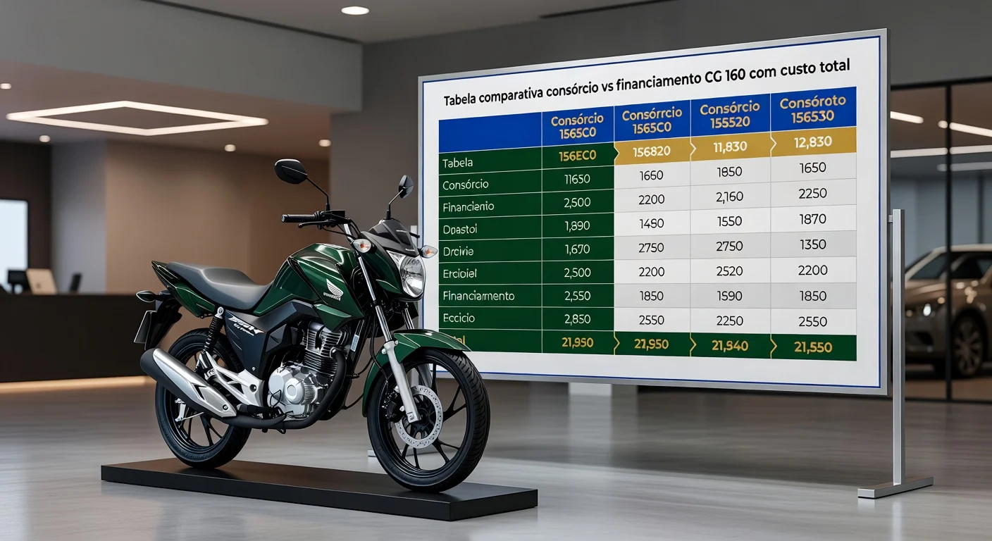 Consórcio de Moto Honda 2026: CG 160 Custa até 17% a Menos que o Financiamento