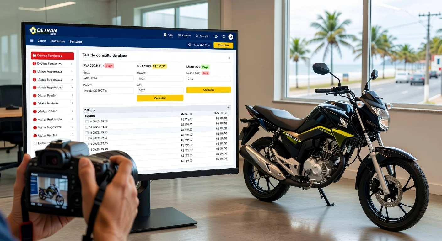Consultar Placa de Moto no DETRAN Ceará 2026: Débitos, Multas e IPVA
