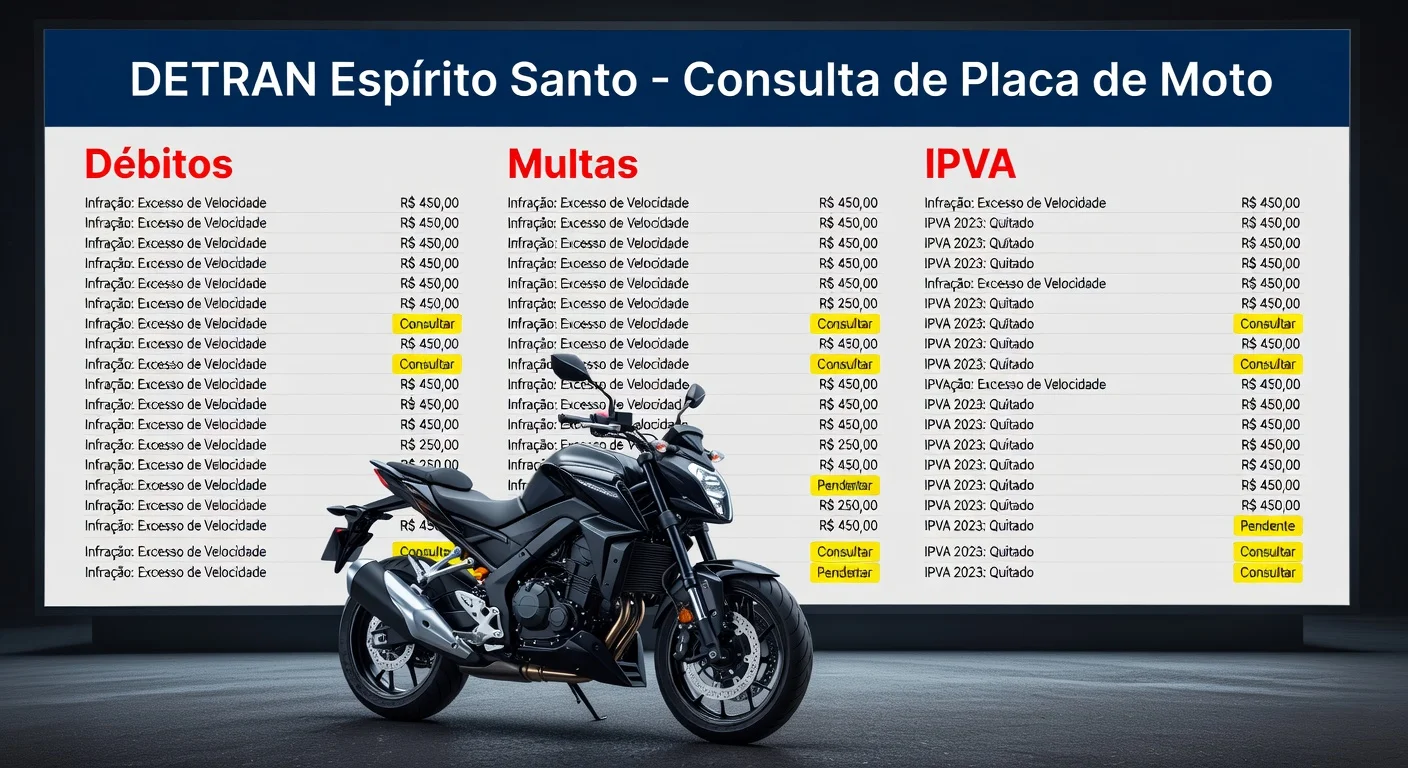 Consultar Placa de Moto no DETRAN Espírito Santo 2026: Débitos, Multas e IPVA