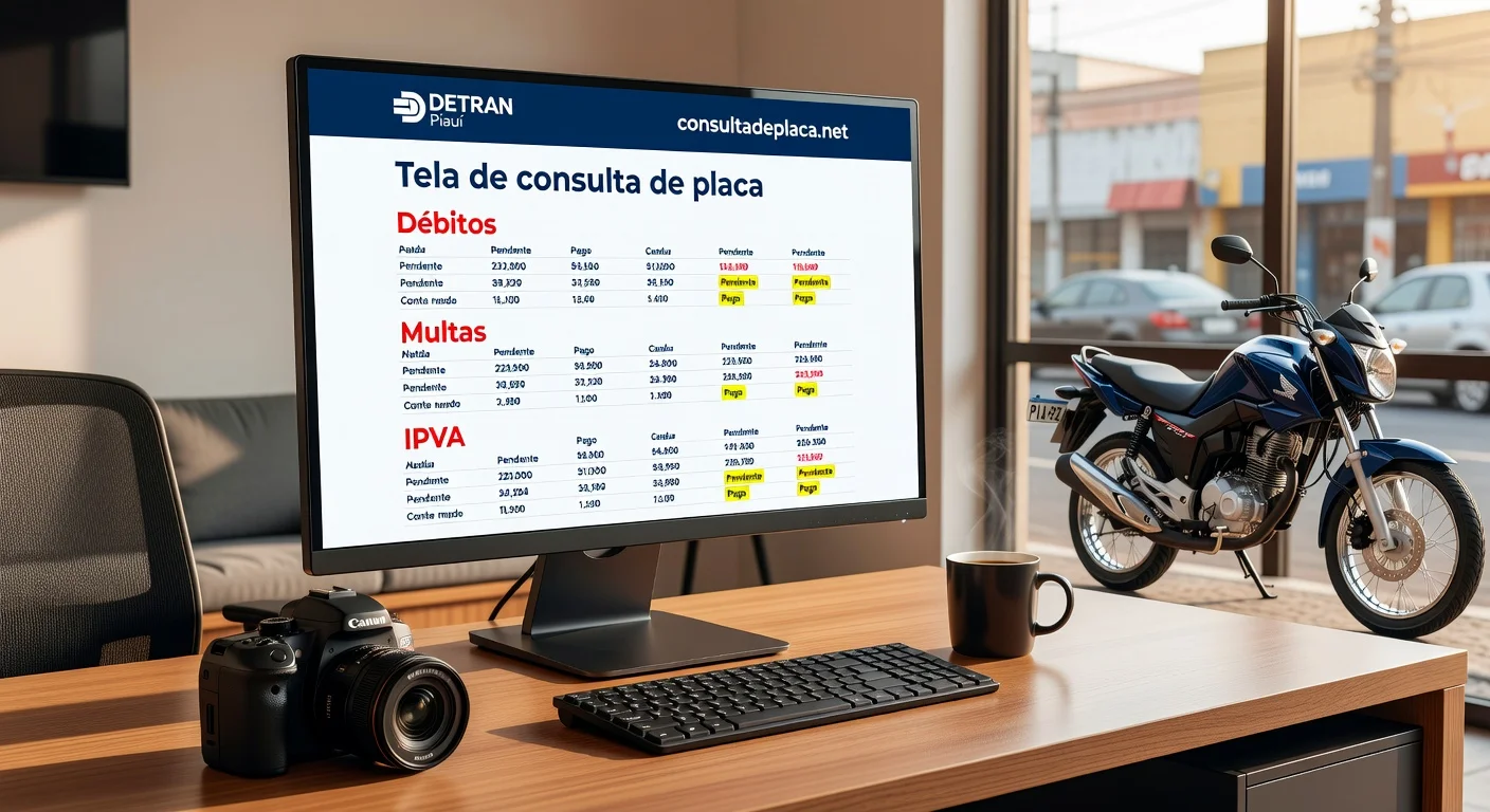 Consultar Placa de Moto no DETRAN Piauí 2026: Débitos, Multas e IPVA