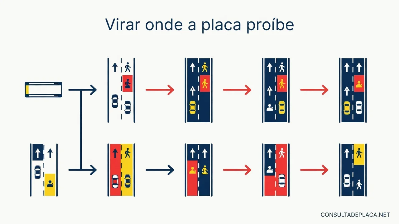 Virar onde a placa proíbe: artigo 207 do CTB
