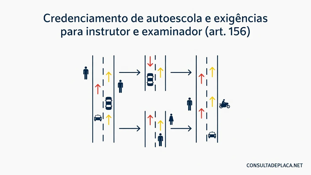Credenciamento de autoescola e exigências para instrutor e examinador (art. 156 do CTB)
