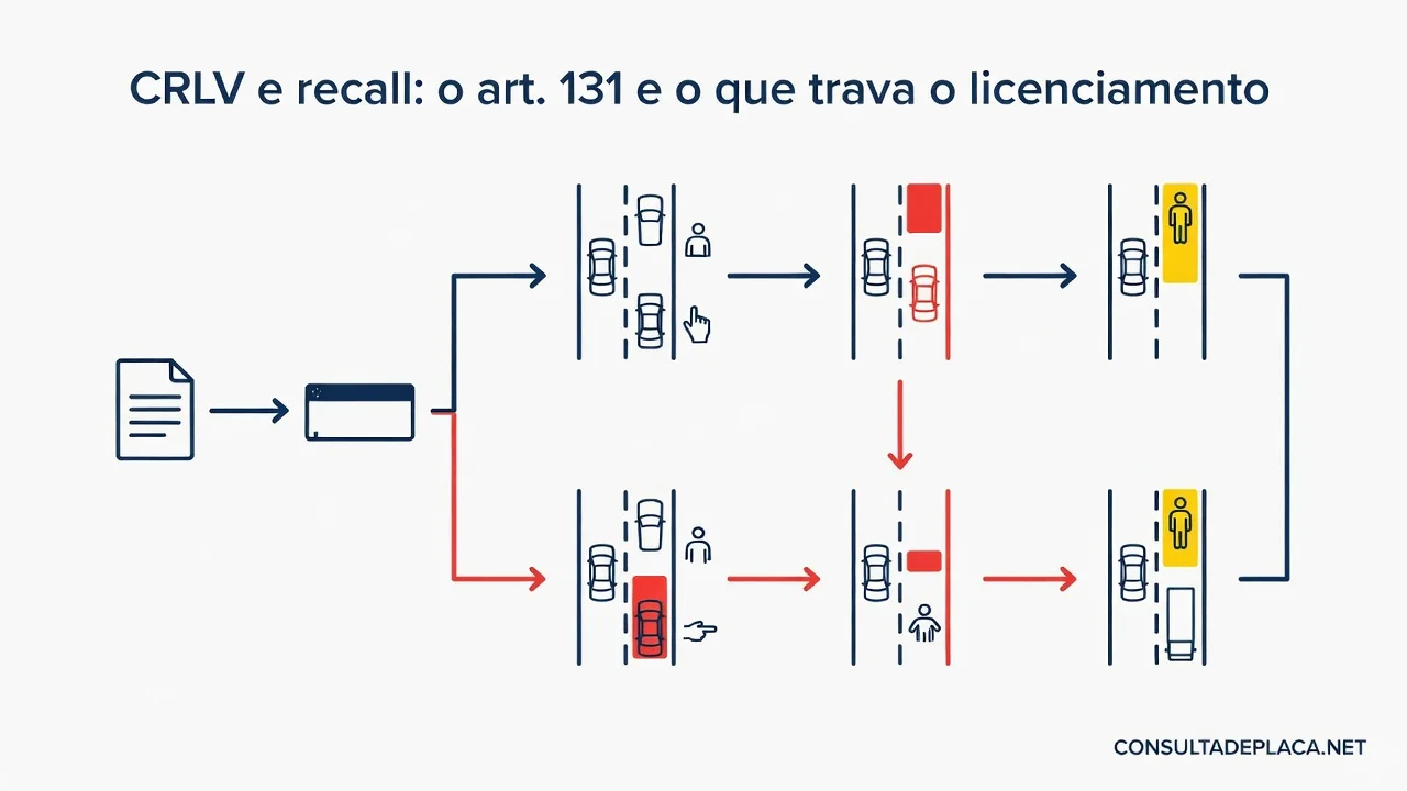 CRLV e recall: o art. 131 do CTB e o que trava o licenciamento