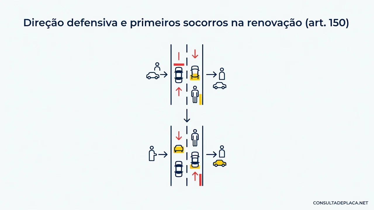 Direção defensiva e primeiros socorros na renovação (art. 150 do CTB)