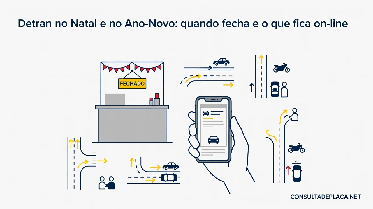 Detran no Natal e no Ano-Novo: quando fecha e o que fica on-line