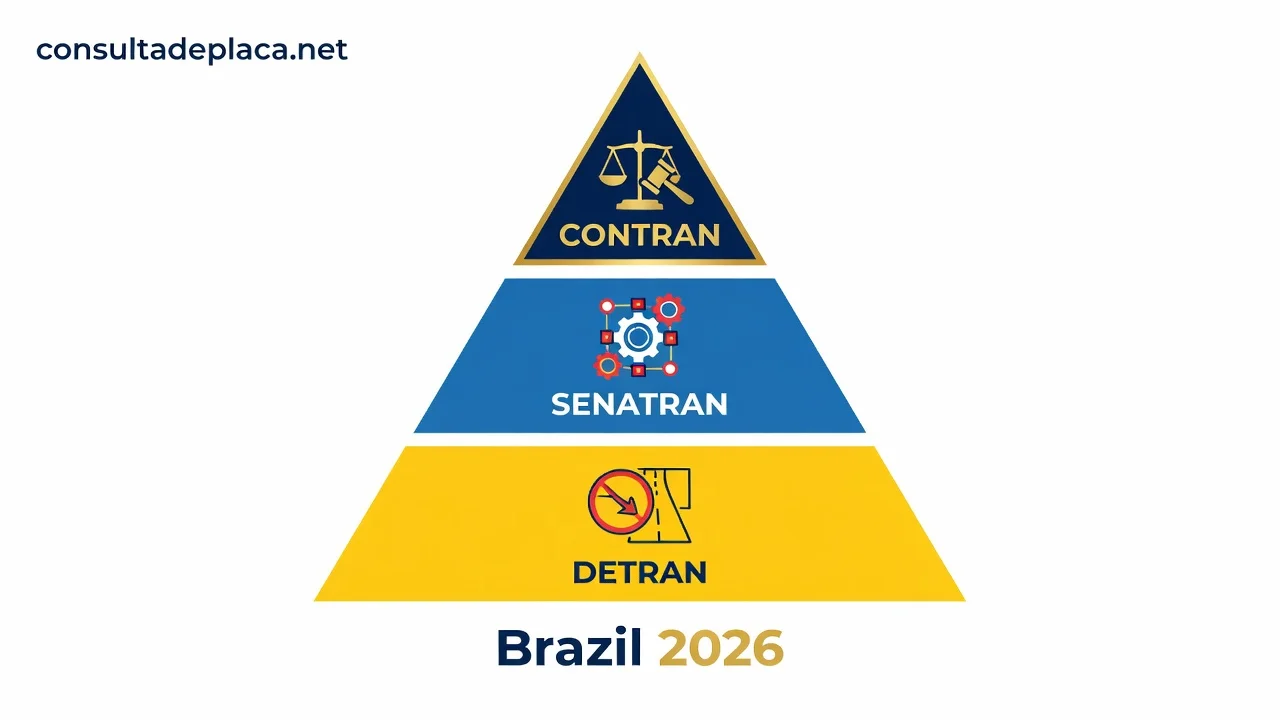 Diferença entre CONTRAN, DENATRAN e DETRAN em 2026