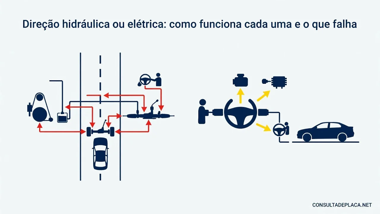 Direção hidráulica ou elétrica: como funciona cada uma e o que falha
