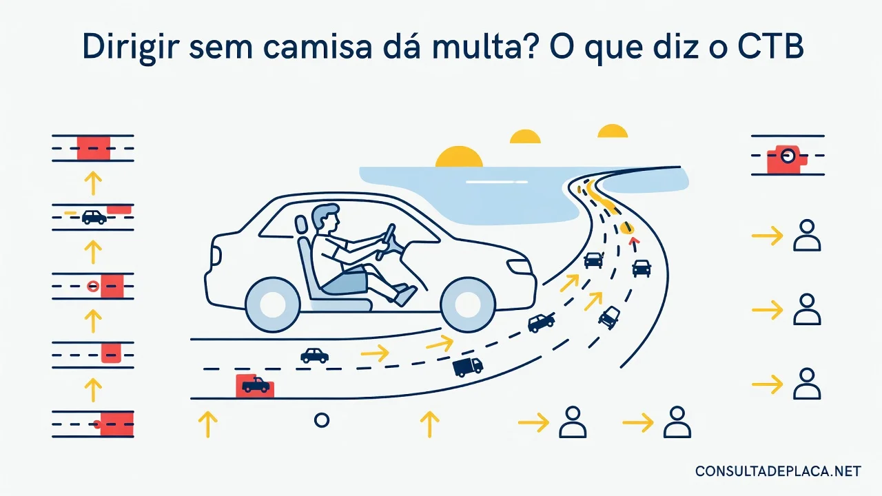 Dirigir sem camisa dá multa? O que diz o CTB