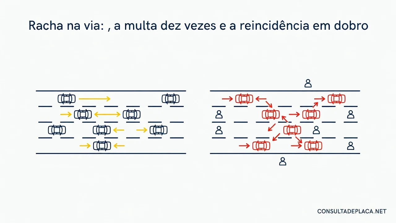 Racha na via: o artigo 173 do CTB, a multa dez vezes e a reincidencia em dobro