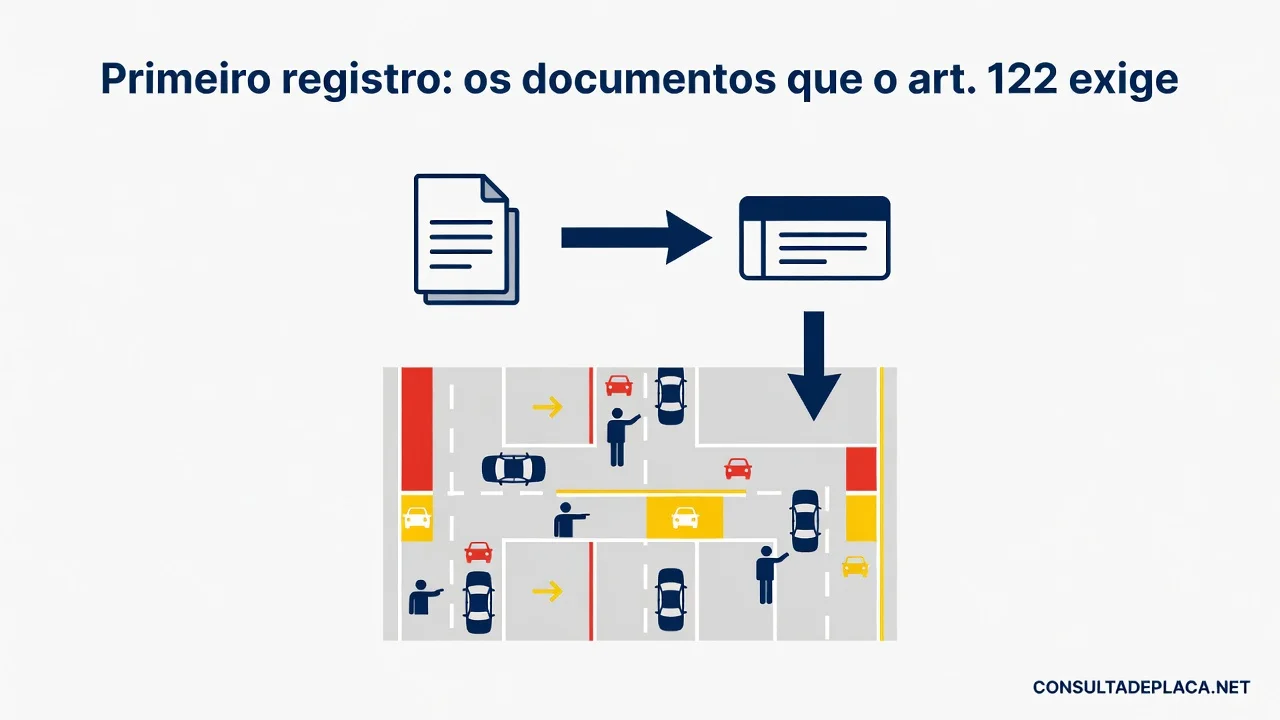 Primeiro registro: os documentos que o art. 122 do CTB exige