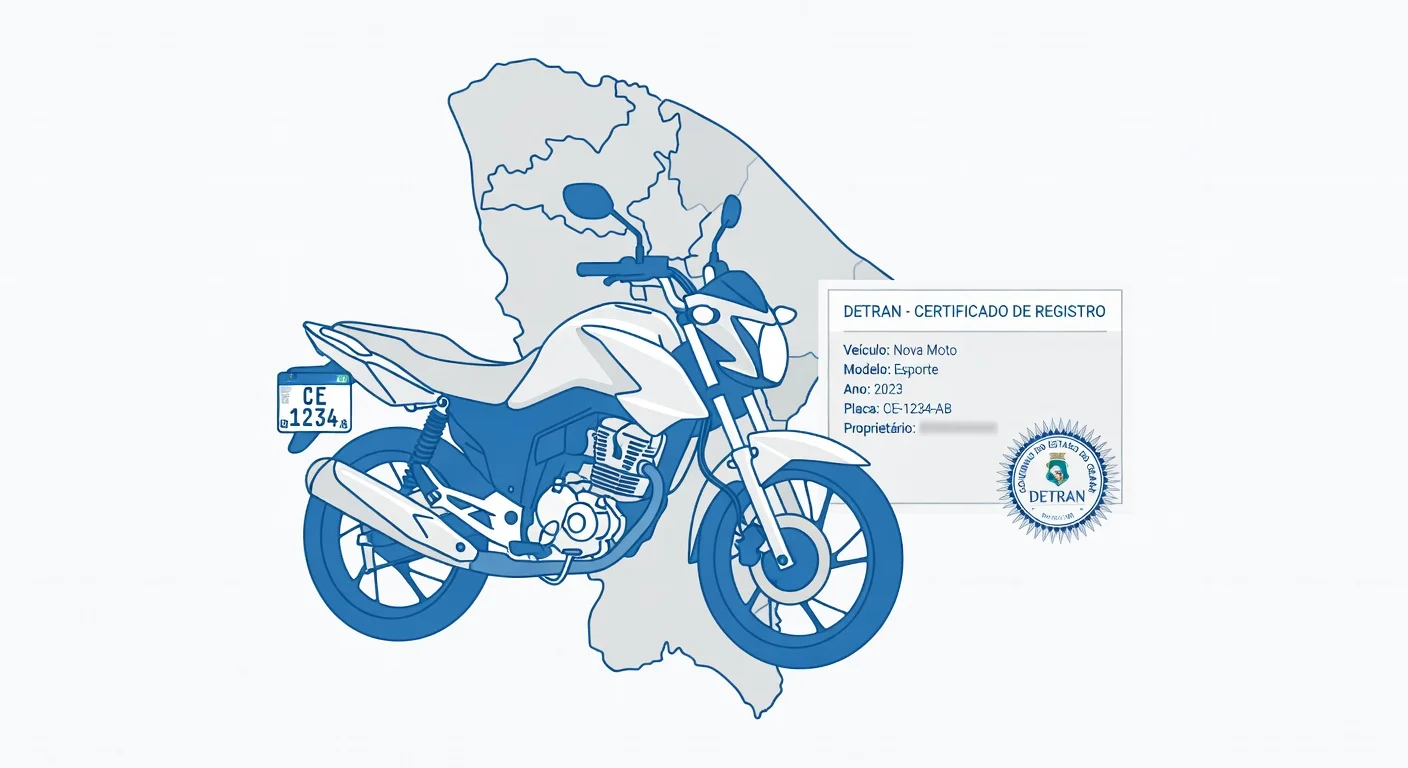 Emplacamento de moto Ceará 2026: documentos, custo e passo a passo