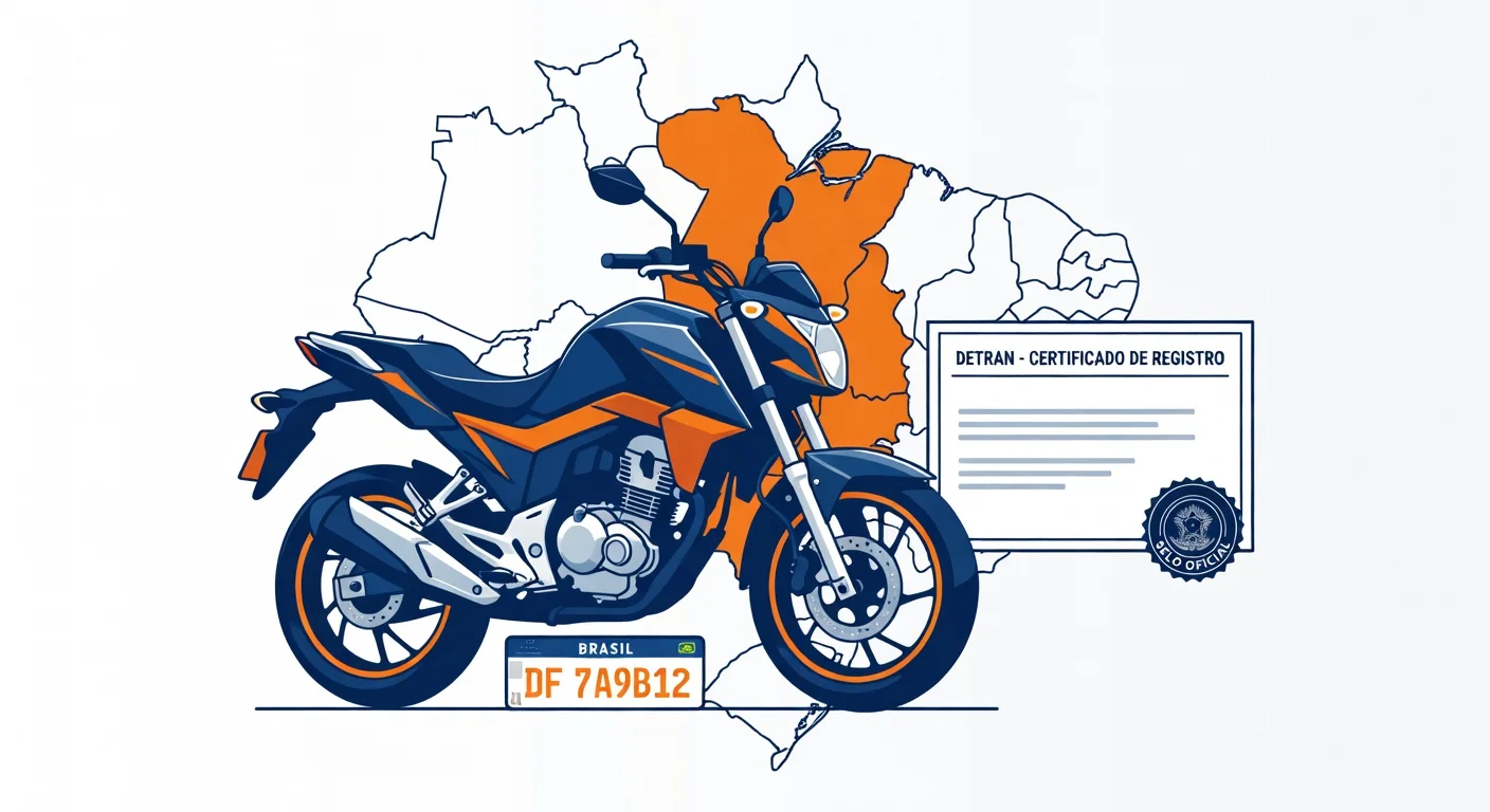 Emplacamento de moto Distrito Federal 2026: documentos, custo e passo a passo