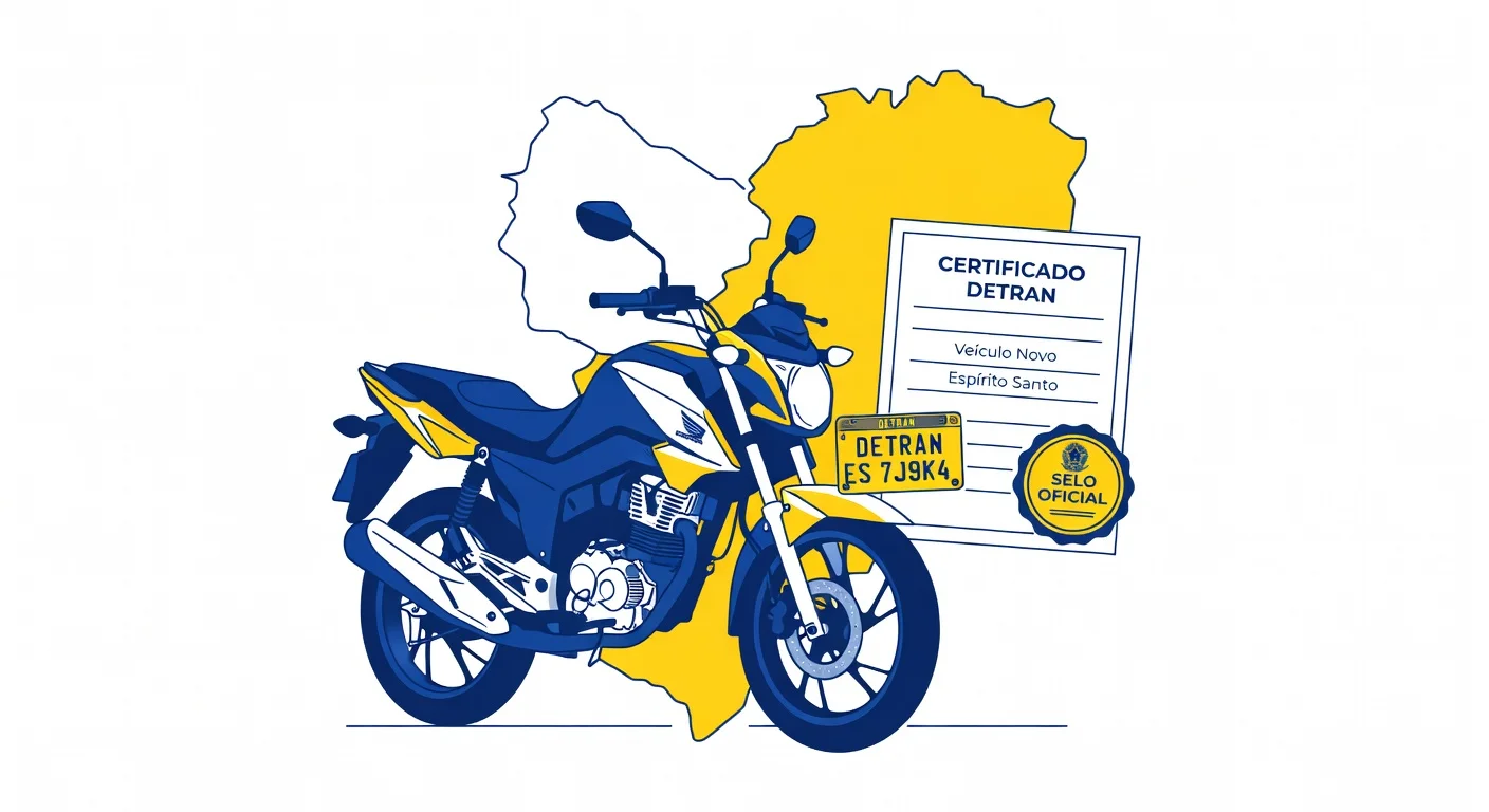 Emplacamento de moto Espírito Santo 2026: documentos, custo e passo a passo