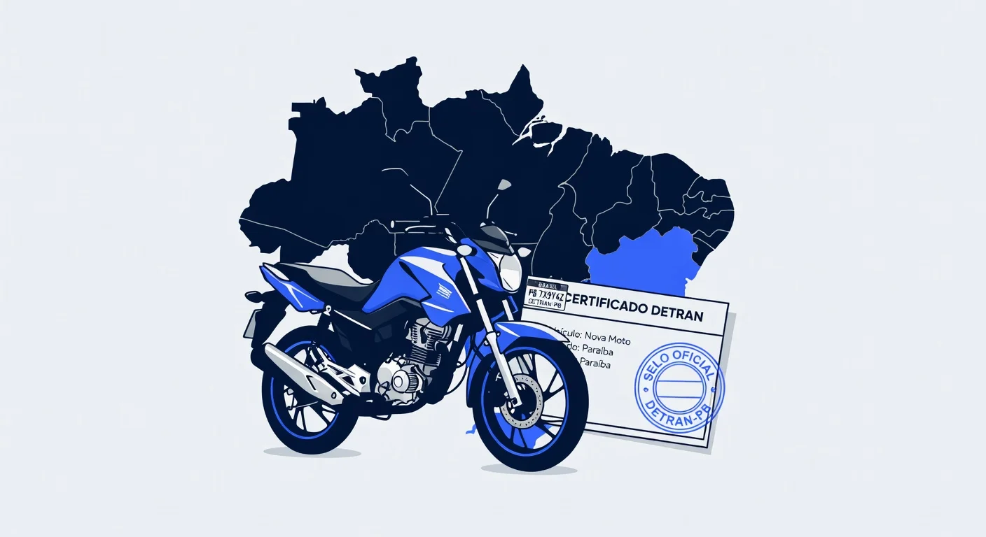 Emplacamento de moto Paraíba 2026: documentos, custo e passo a passo