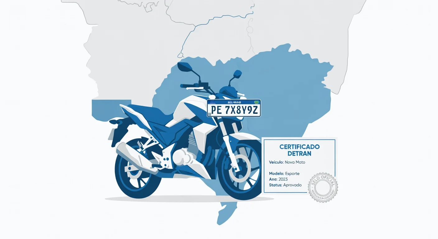 Emplacamento de moto Pernambuco 2026: documentos, custo e passo a passo